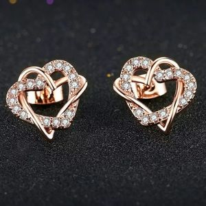 Double Fair Love Heart Intertwined Stud Earrings